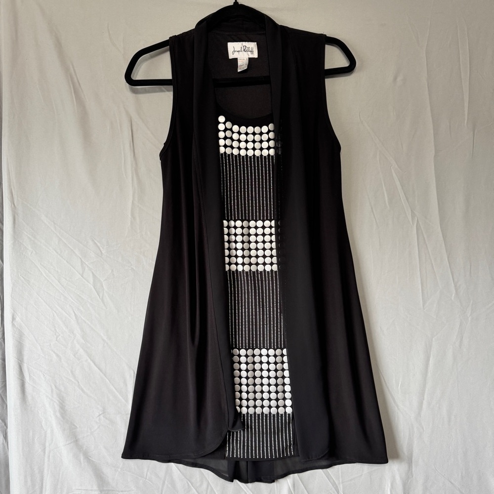 Joseph Ribkoff Womens Black Dress Size 6 Artsy Whimsigoth Sleeveless Guest LBD